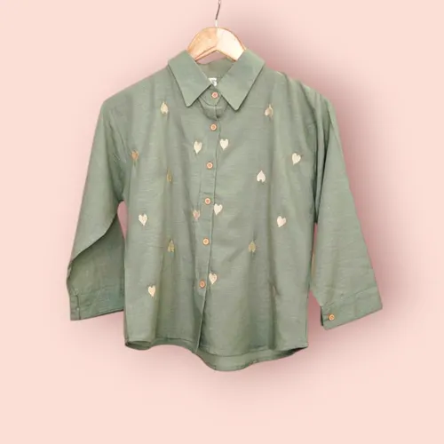 ColorPlay Cotton Shirts: Solid Staples & Heart Embroidery Collection